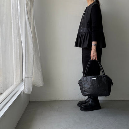 MAGALI   コットンリネンピンチェックペザントジレ