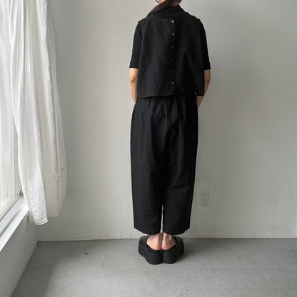 homspun パルキーシーチングギャザーパンツ　ブラック