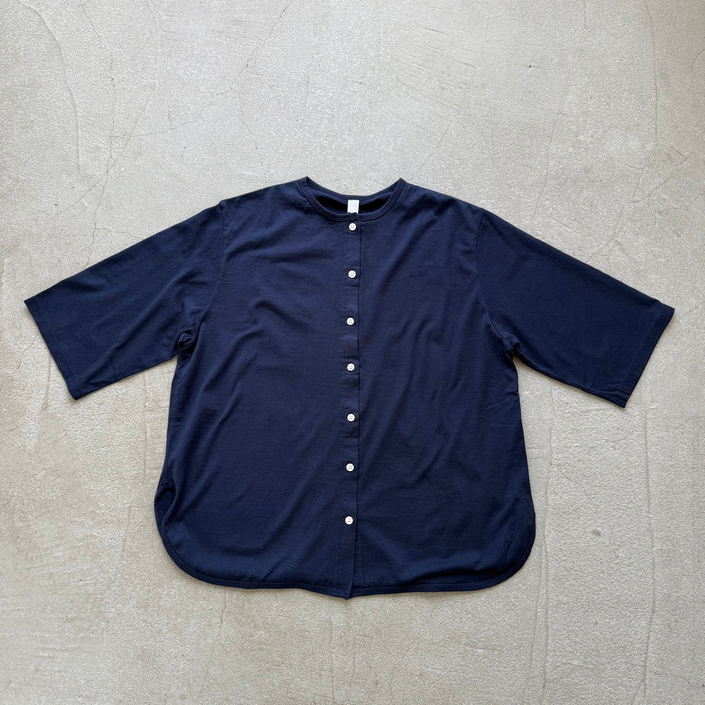 homspun 天竺5分袖カーディガン　ネイビー