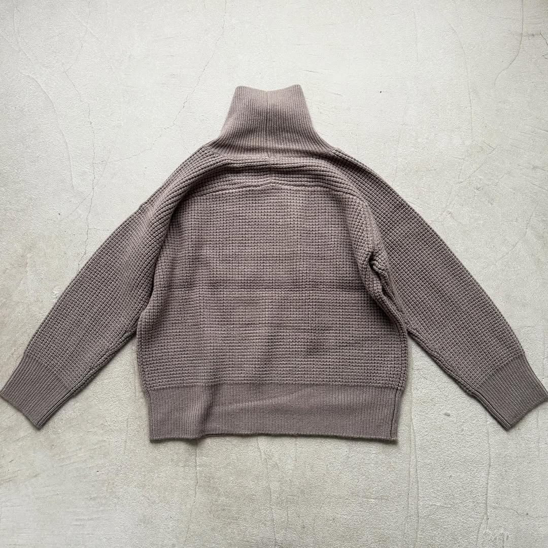 homspun メリノウールワッフル編みプルオーバー　グレー