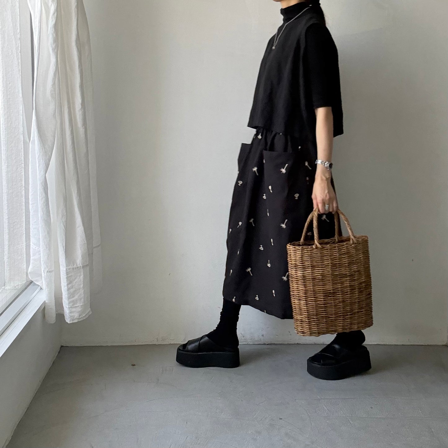 atelier naruse  コットンリネンカットインポケットスカート nohara