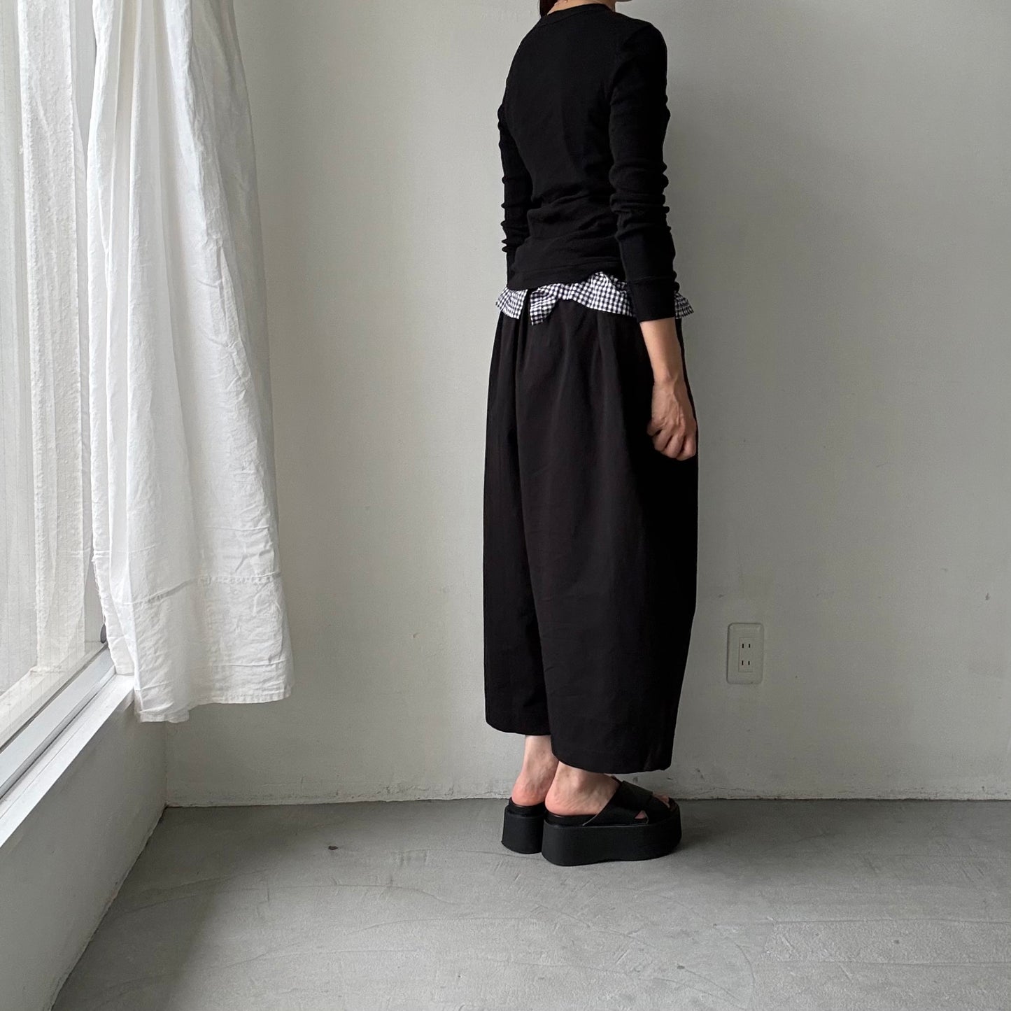 atelier d'antan Perriereコットンワイドパンツ　ブラックsize1