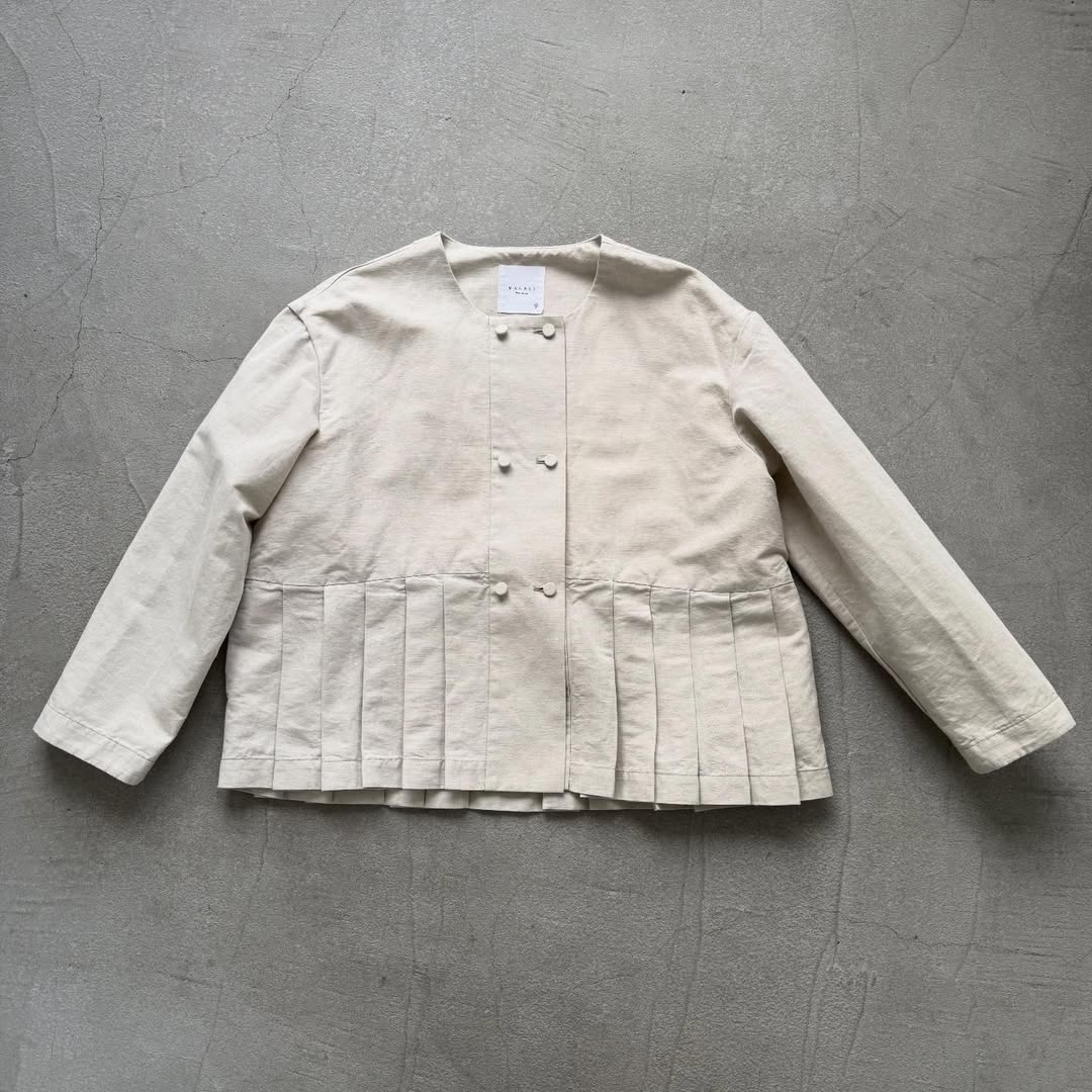 MAGALI ハイカウントコットンリネンダブルボタンジャケット　オートミール