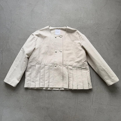 MAGALI ハイカウントコットンリネンダブルボタンジャケット　オートミール