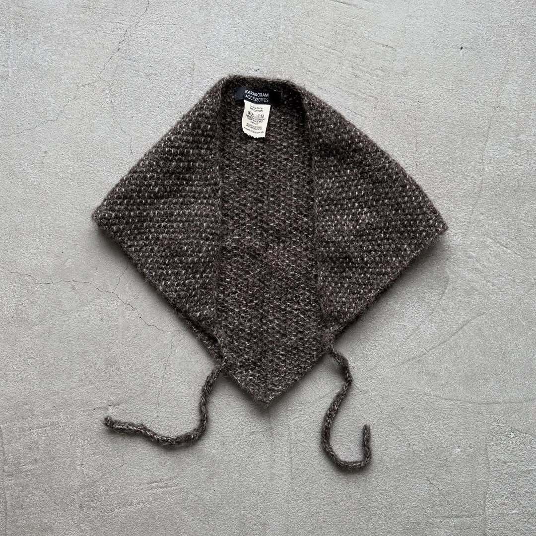 Karakoram アルパカコットントライアングルスカーフ　ダークブラウン
