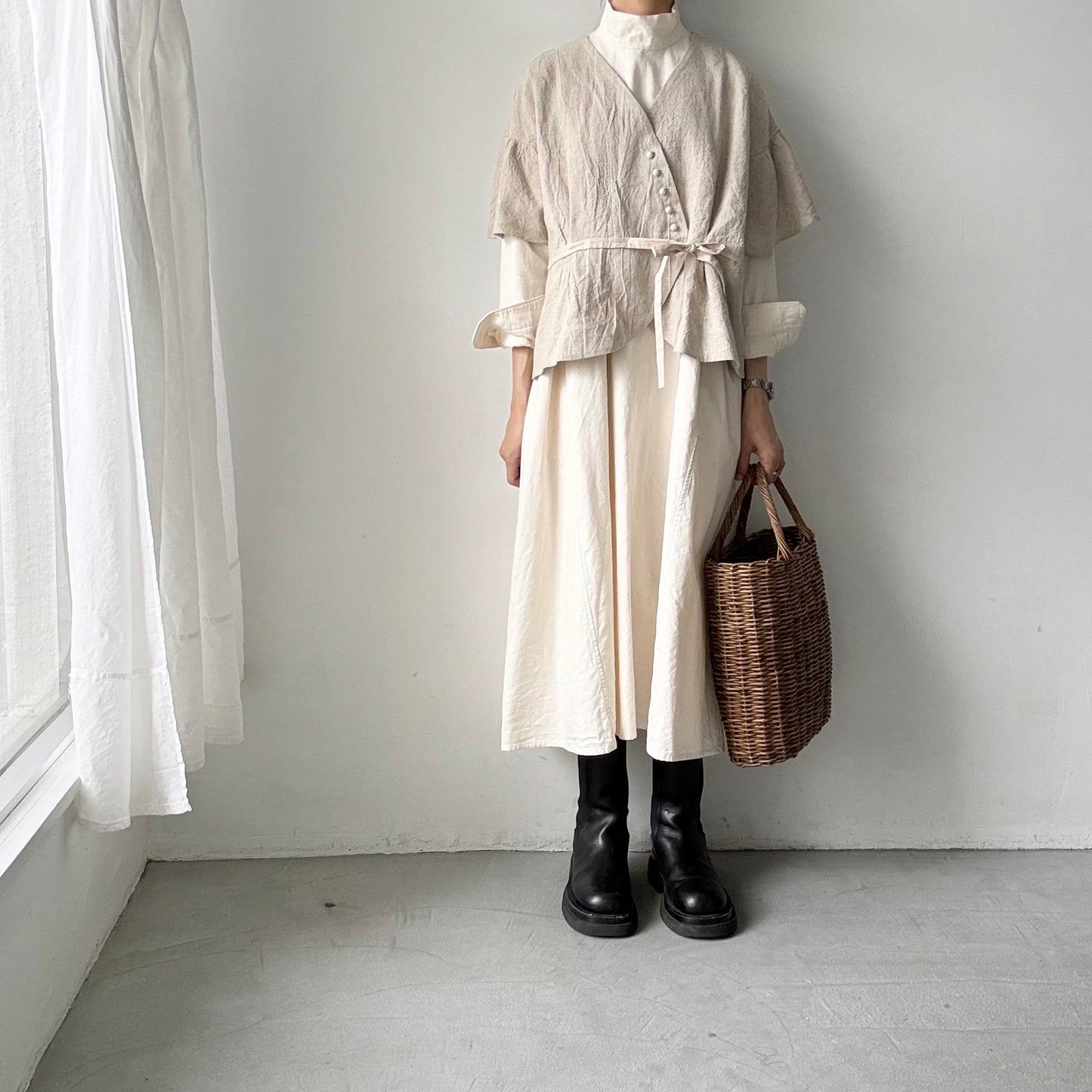 MAGALI  トリプルウォッシュリネンカシュクールジレ　ナチュラル