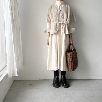 MAGALI  トリプルウォッシュリネンカシュクールジレ　ナチュラル