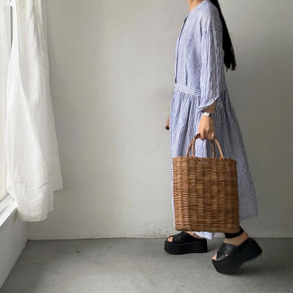 atelier naruse  リネンシャツワンピース　ストライプ