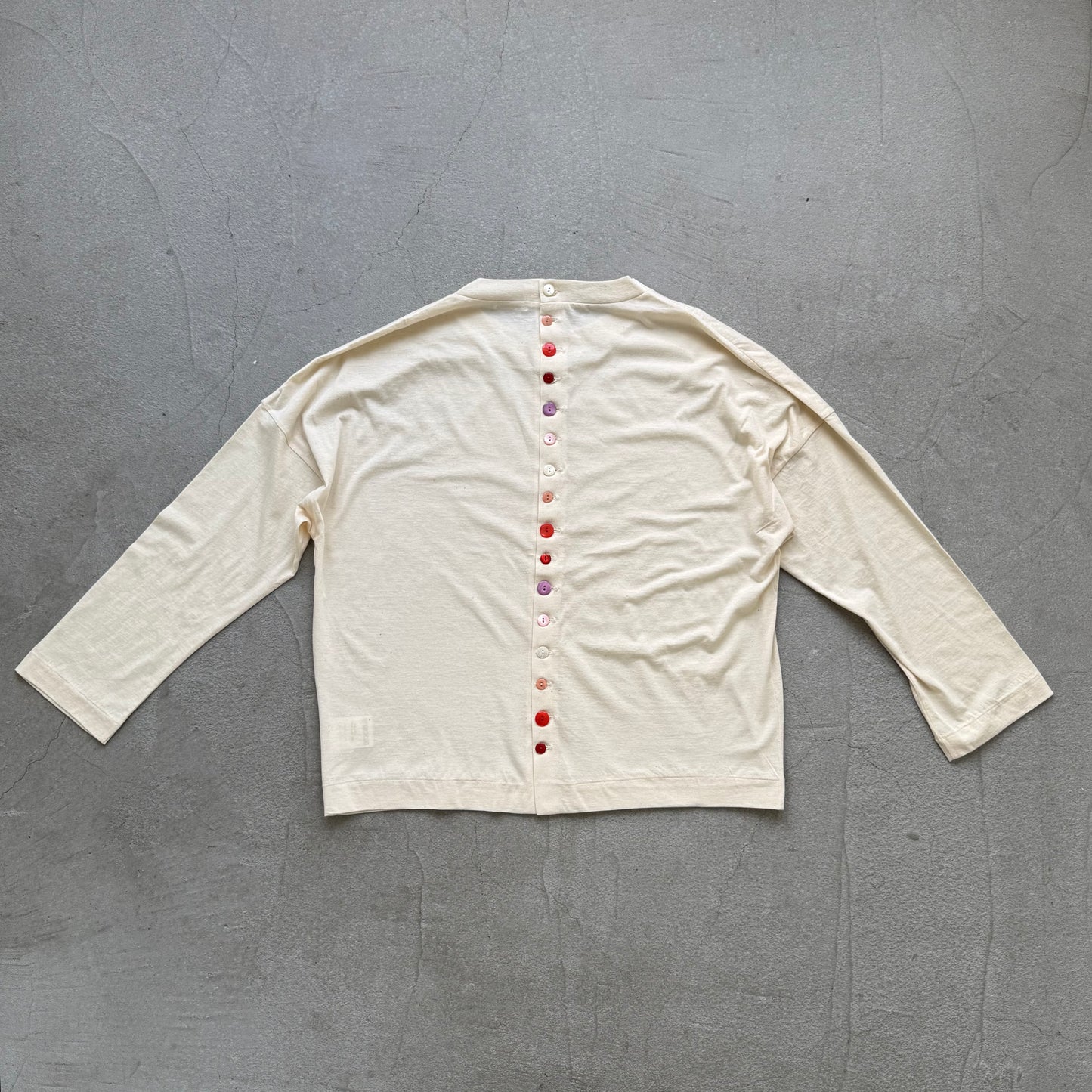 R&D.M.Co  ドロップキャンディボタンロングスリーブTシャツ　ナチュラル