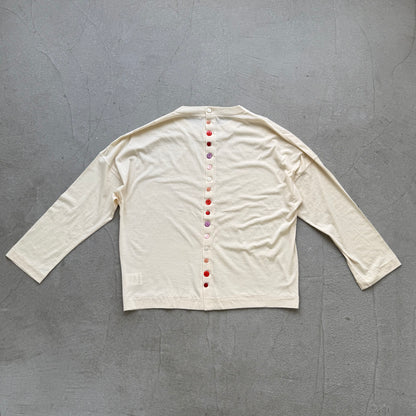 R&D.M.Co  ドロップキャンディボタンロングスリーブTシャツ　ナチュラル