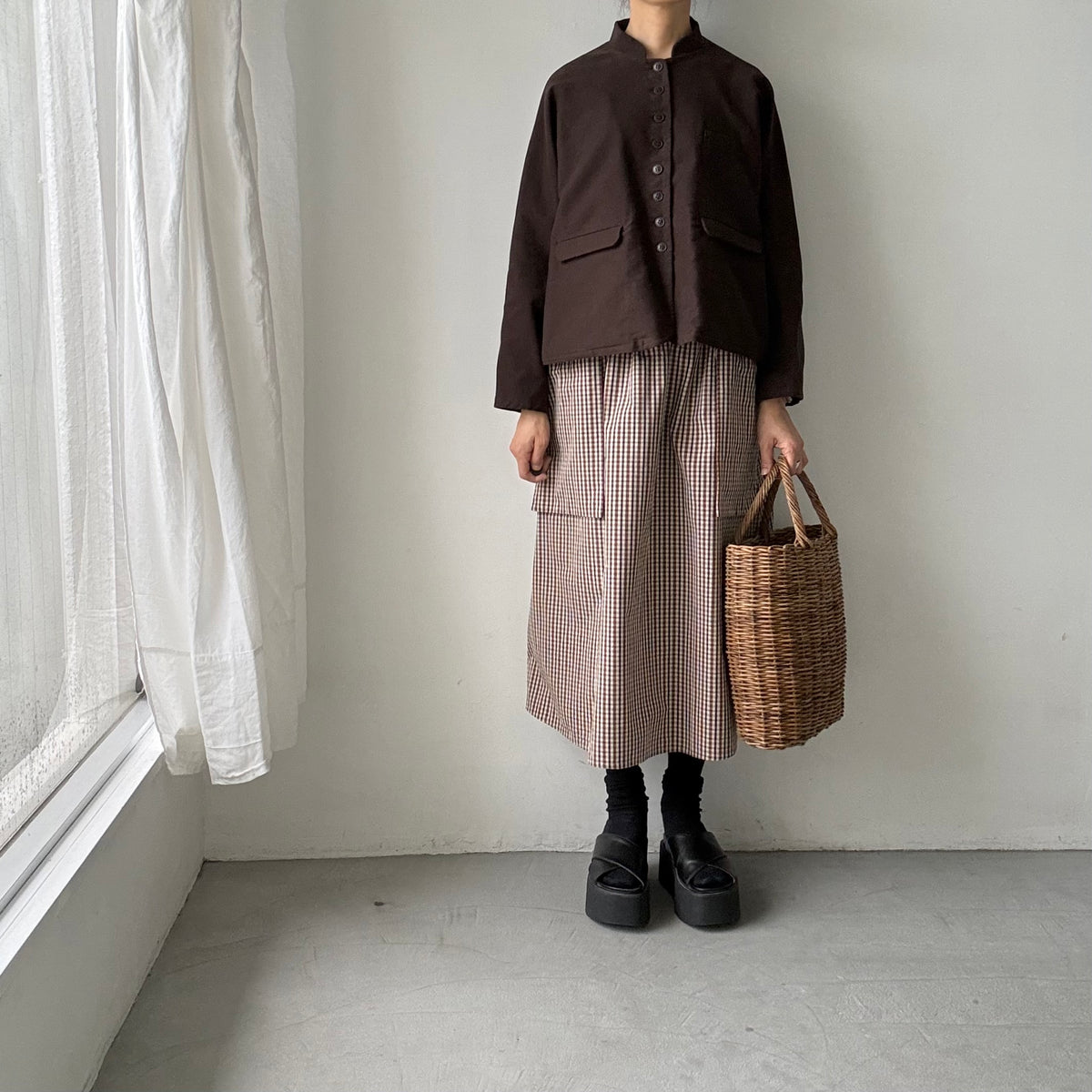 atelier d'antan Taineコットンジャケット　ダークブラウン