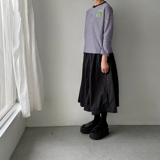 R&D.M.Co  ガーゼボーダードロップショルダーバックボタンシャツアップルパッチ　thin