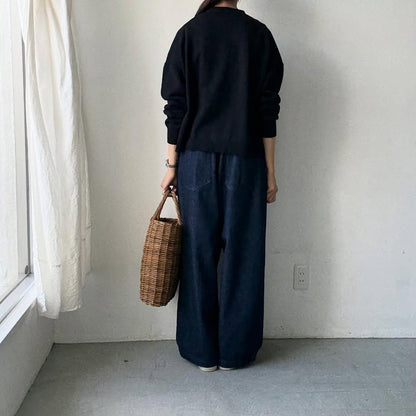 atelier naruse  コットンウールニットカーディガン　ブラック
