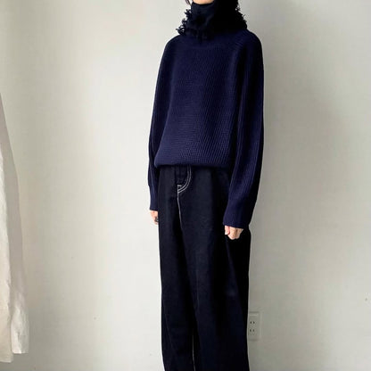 homspun ラムフリンジネックウォーマー　ネイビー
