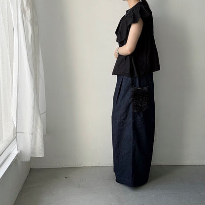 R&D.M.Co プレーンシルクフリルポシェット　ブラック