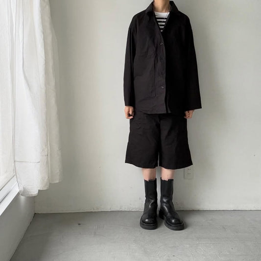 homspun  リップストップシャツジャケット　ブラック