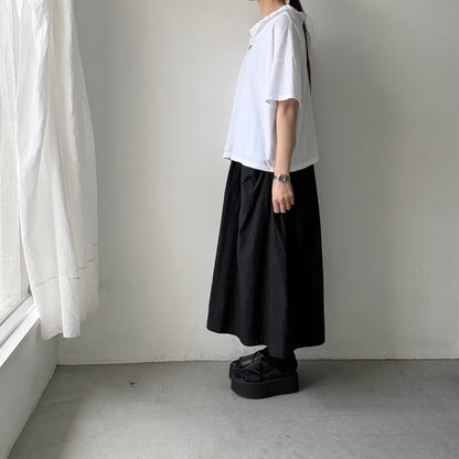 homspun 天竺フリルカラー半袖プルオーバー　ホワイト