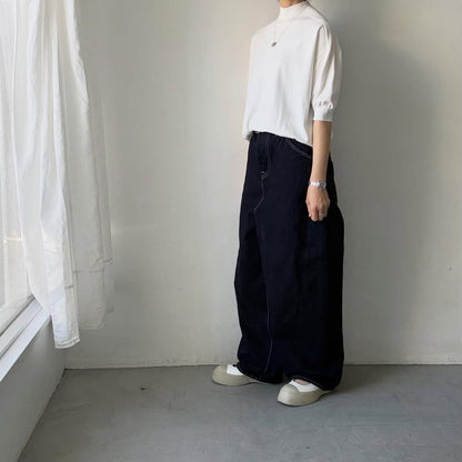 🟡木曜入荷分予約受付中🟡as it is   モックネックコットン5分袖ニット　ホワイト