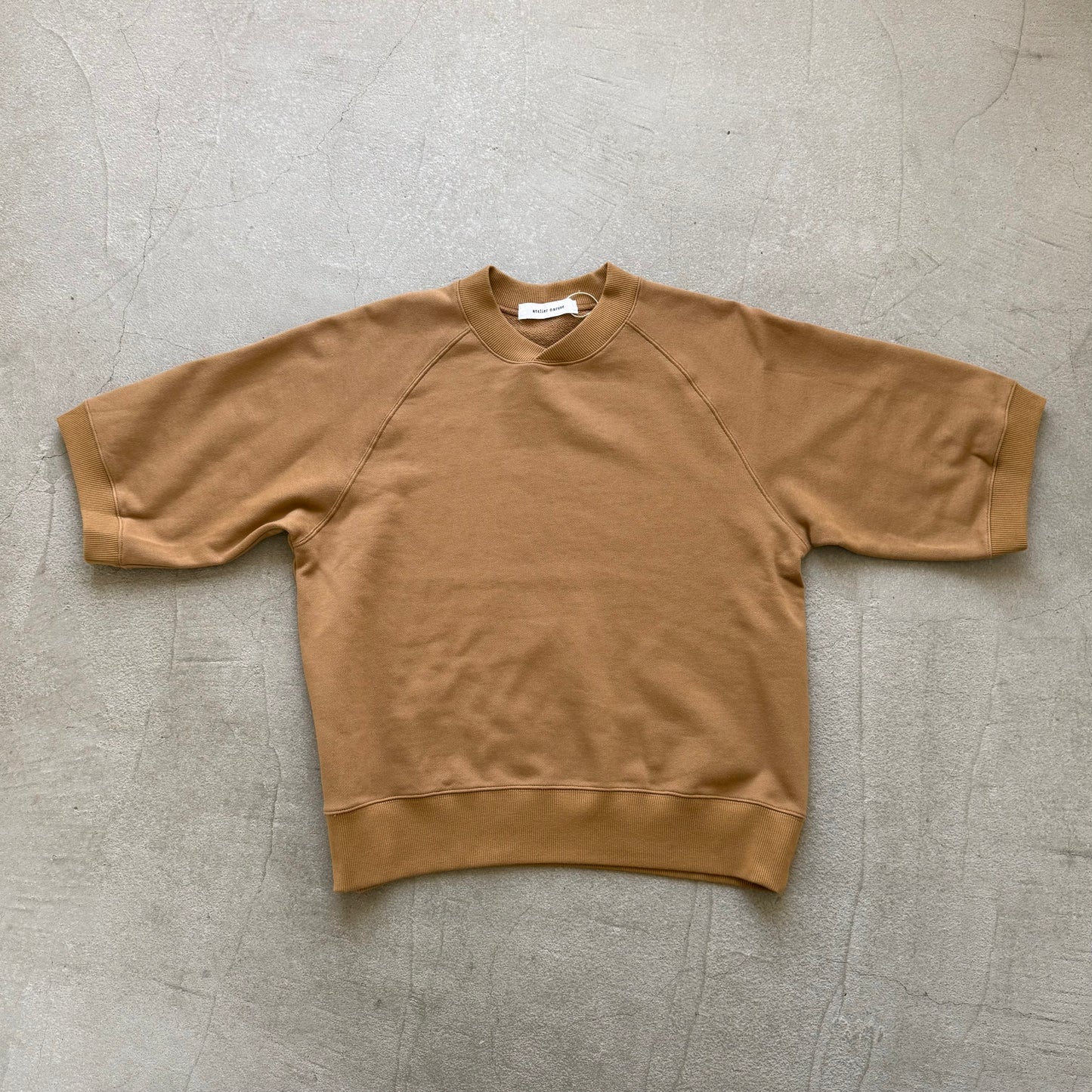 atelier naruse  コットン半袖スウェットシャツ　キャメル