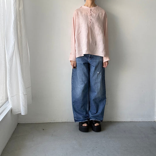 atelier naruse  リネンスモックブラウス　ペールピンク