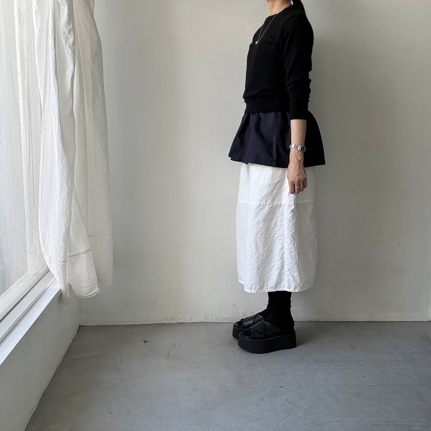homspun  ワッフルノースリーブプルオーバー　ネイビー×ネイビー