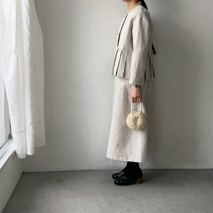 MAGALI ハイカウントコットンリネンダブルボタンジャケット　オートミール