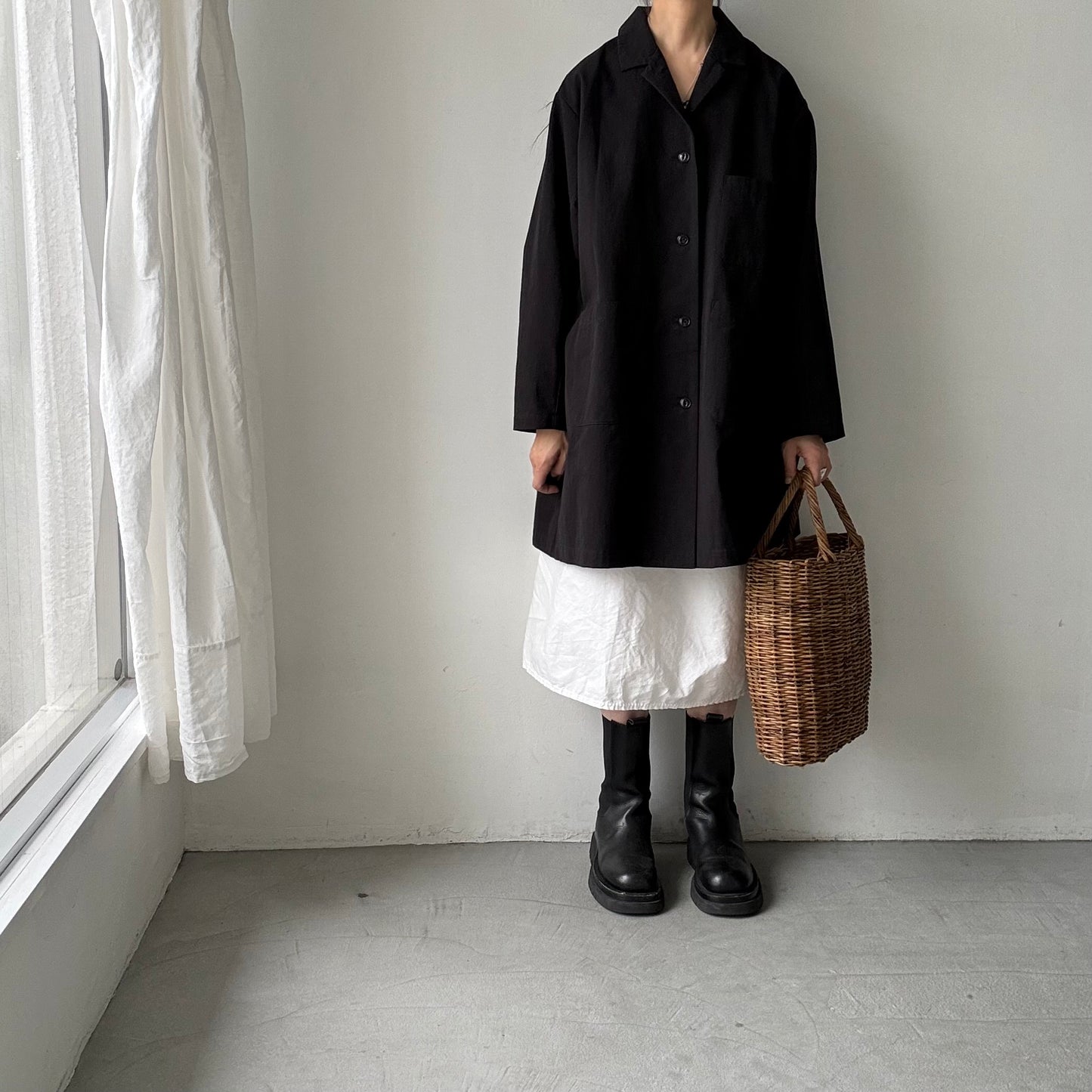 atelier d'antan Godardコットンコート　ブラック