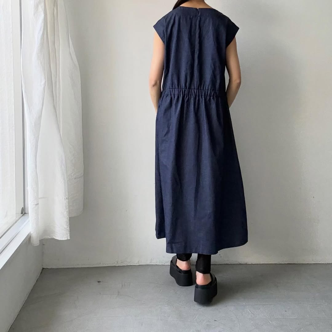 Linenya  フロントタックワンピース
デニム