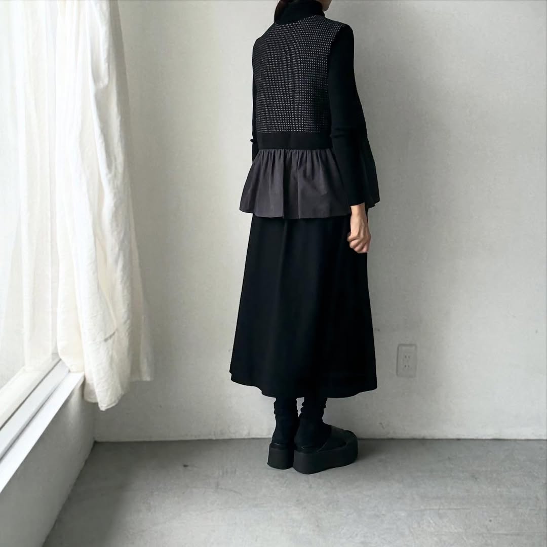 MAGALI  ピンドットツイードヴィンテージジレ