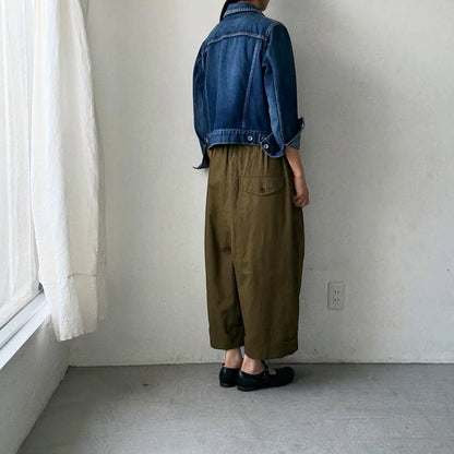 ゴーシュ  コットンポプリンワイドパンツ　カーキ