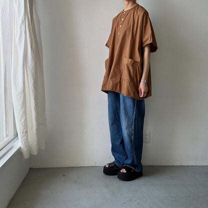 homspun コットンミニチェックビッグブラウス