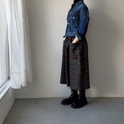 R&D.M.Co ウールタータンチェックストリングスカート