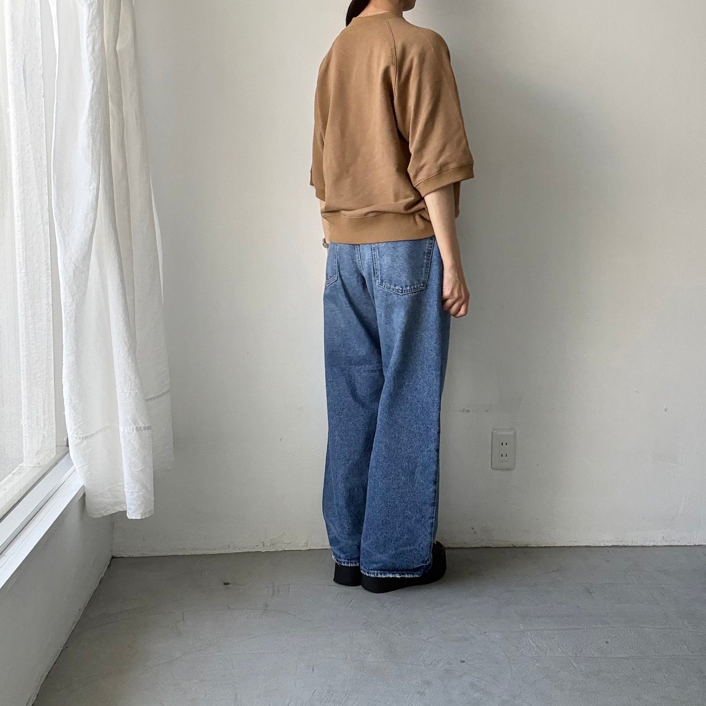 atelier naruse  コットン半袖スウェットシャツ　キャメル