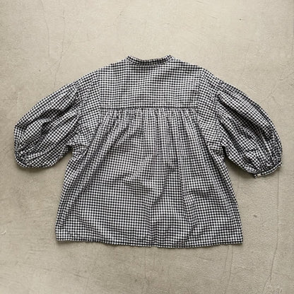 homspun  ギンガムパフスリーブブラウス