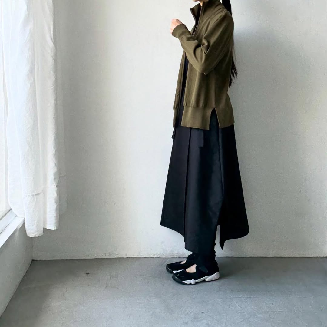 homspun ソフトコットンジップアップカーディガン　カーキ