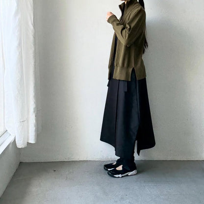 homspun ソフトコットンジップアップカーディガン　カーキ