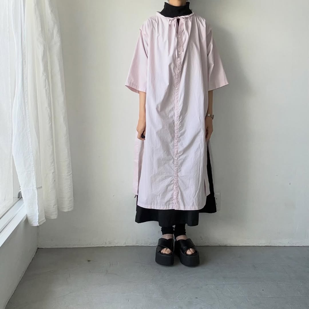 ayanoguchiaya　フリップロングシャツドレス　ローズ