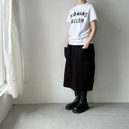 OLDMANS TAILOR OMTフロッキープリントロゴ半袖Tシャツ　ホワイト×ブラック