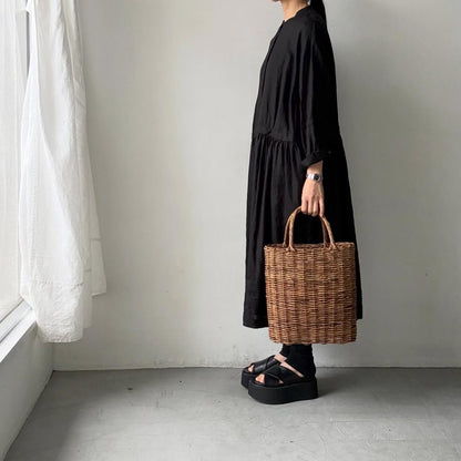 atelier naruse  リネンシャツワンピース　ブラック
