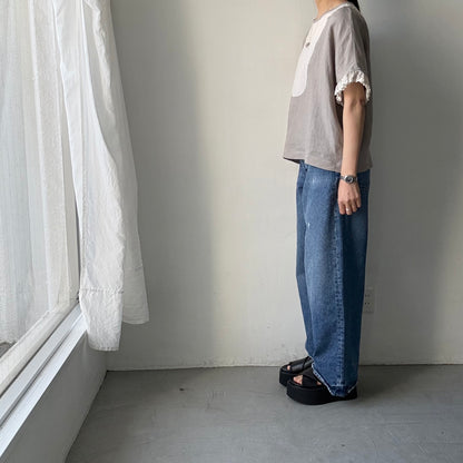 MAGALI コルトレイクリネンヨークブラウス　グレー