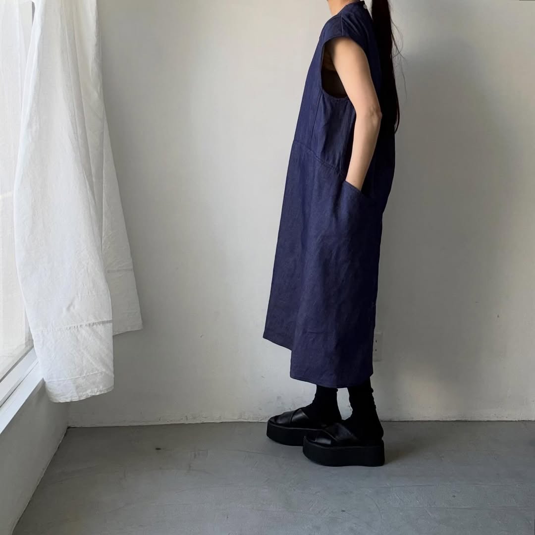 R&D.M.Co コットンデニムハンチドバックドレス