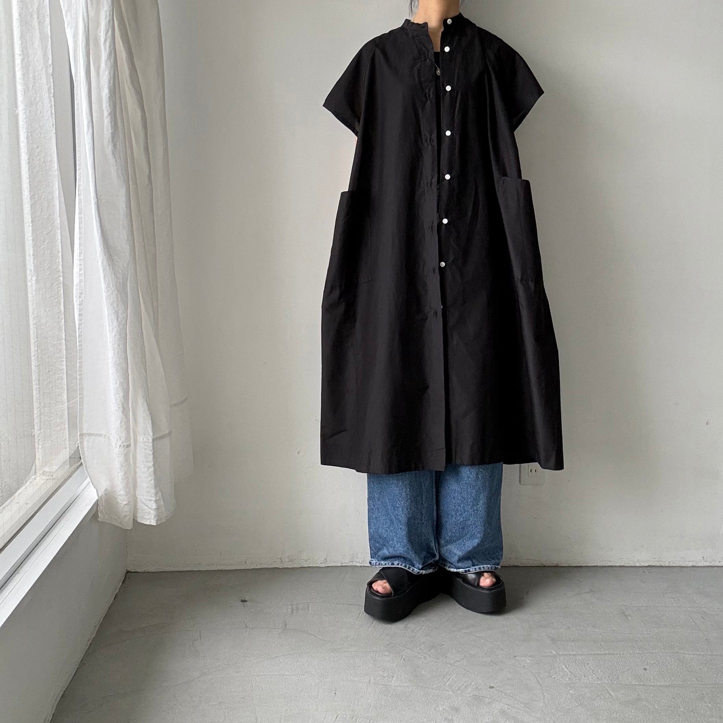R&D.M.Co シルクコットンラグランハーフスリーブドレス