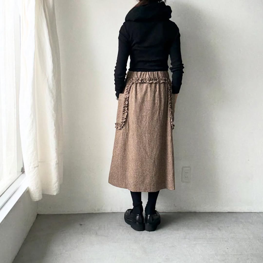 R&D.M.Co  コットンウールフリルデコレーションスカート　チェック