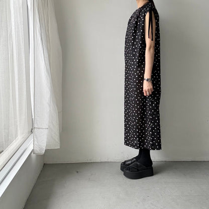 cion  コットン水玉ショルダーリボンワンピース