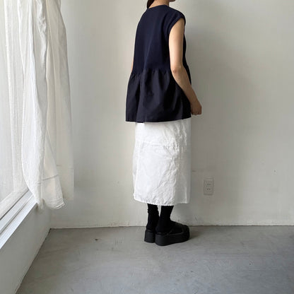 homspun  ワッフルノースリーブプルオーバー　ネイビー×ネイビー