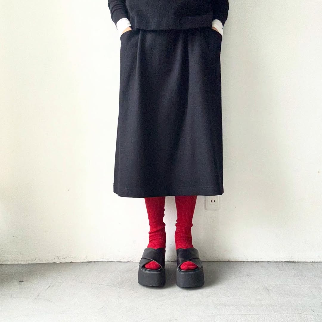 homspun コットンウールかのこ編みハイソックス　レッド