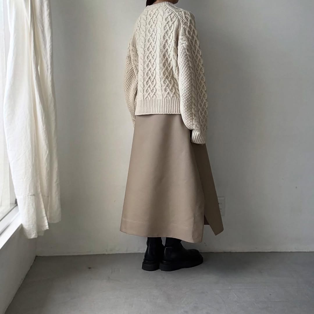 TENNE HANDCRAFTED MODERN ボリュームスリーブアランニットプルオーバー