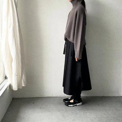 homspun メリノウールワッフル編みプルオーバー　グレー