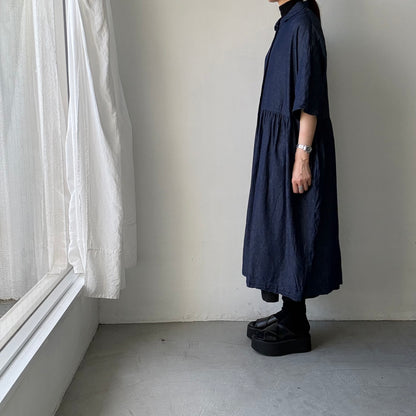 jujudhau  デニムハーフスリーブドレス