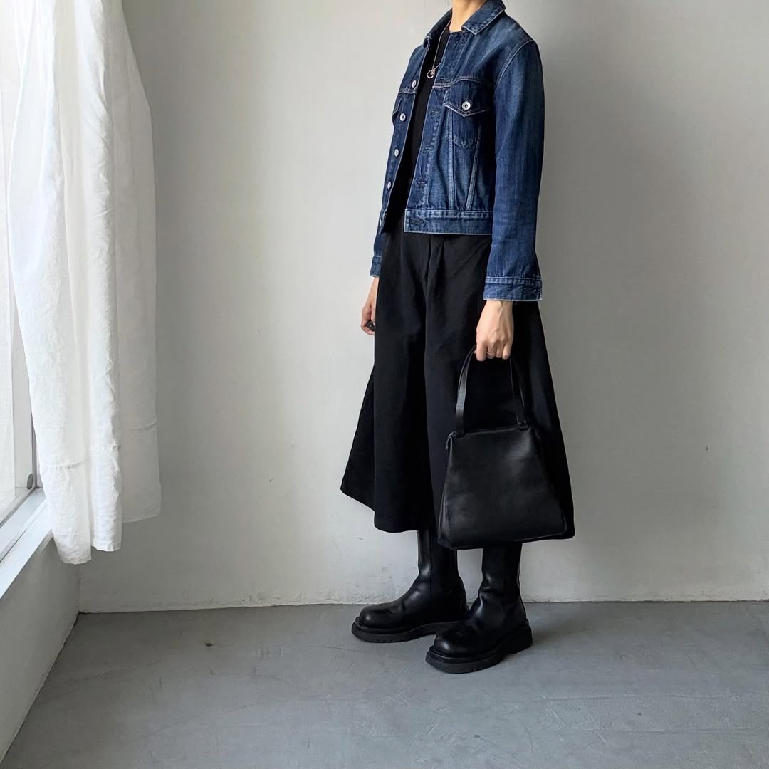 MAGALI ハイカウントコットンリネンコクーンパンツ　ブラック